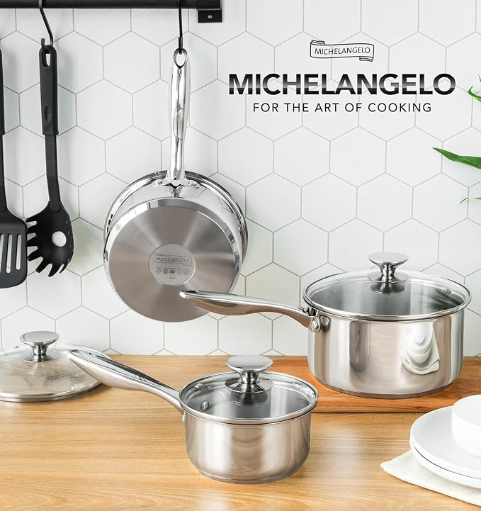 MICHELANGELO Triply Stainless Steel Saucepan Set - Image 7