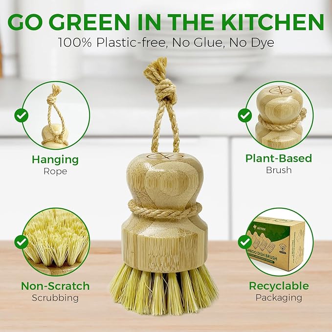AIRNEX Bamboo Dish Brush Set of 3 - Image 5