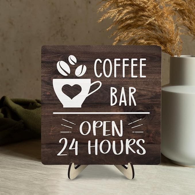 Coffee Bar Sign Plaque Decor, Vintage Farmhouse Kitchen Counter Sign - Image 5