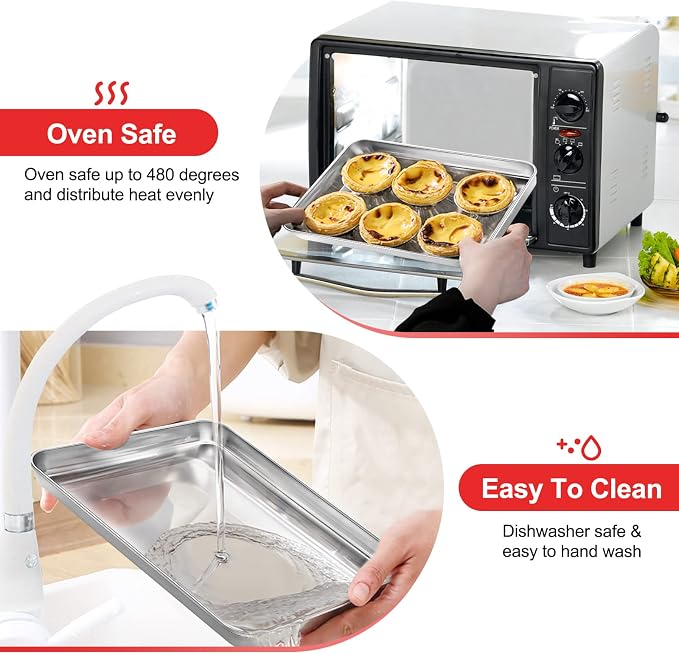 Stainless Steel Baking Sheet Cookie Tray, Cookie Sheet - Image 4
