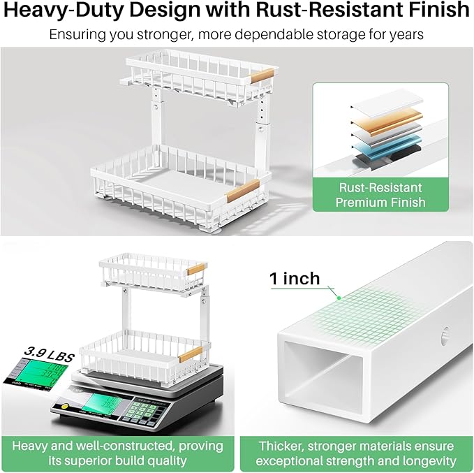Kitstorack Under Sink Organizer, 2 Tier Under the Sink Storage, Slide out Pull - Image 5