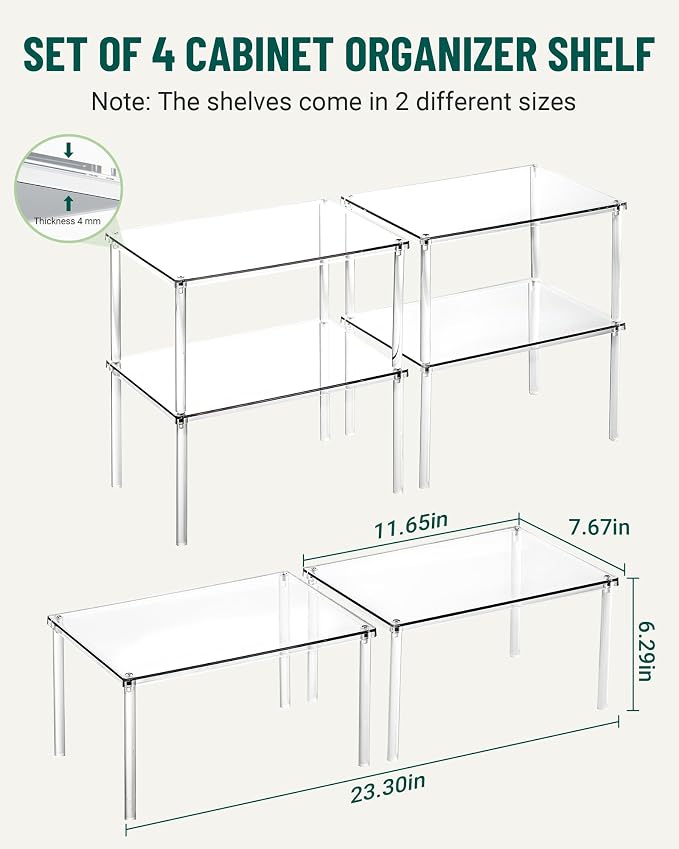 Bobomoment Acrylic Cabinet Organizer, Desk Countertop Shelf Organizer, Pantry - Image 4