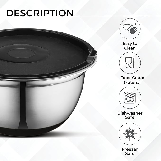 AVADOR Premium Brushed Stainless Steel Mixing Bowls Sets, Space Saving - Image 3