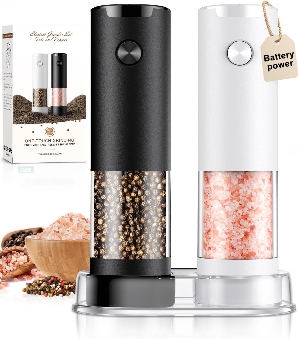 Electric Salt and Pepper Grinder Set Automatic Grinder for Kitchen