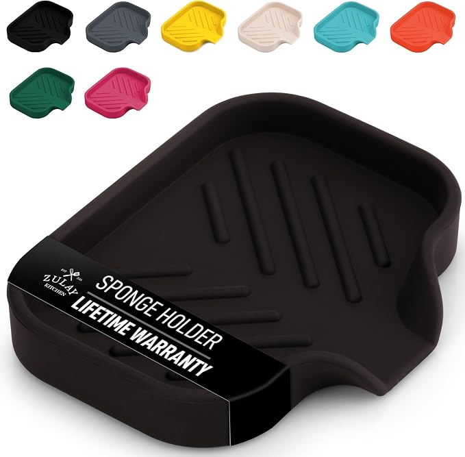 Zulay Kitchen Small Silicone Sponge Holder – Space-Saving Sink Organizer Tray by ZulayKitchen