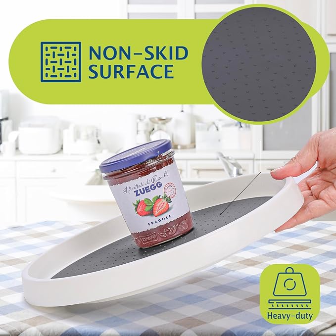 Lazy Susan Turntable, 12 Inch Non-Skid Lazy Susan Organizer - Image 3