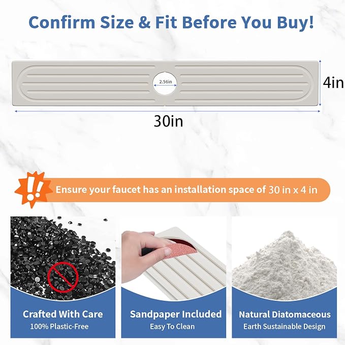 Faucet Mat for Kitchen Sink, Water Absorbent Kitchen Faucet Mat, Durable Sink - Image 3