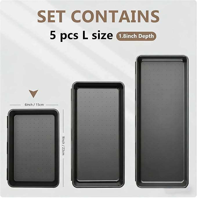 A-LUGEI【Large Size】【5 Pcs】 Tool Box Organizer Tray Divider【Single Size】 Black - Image 2