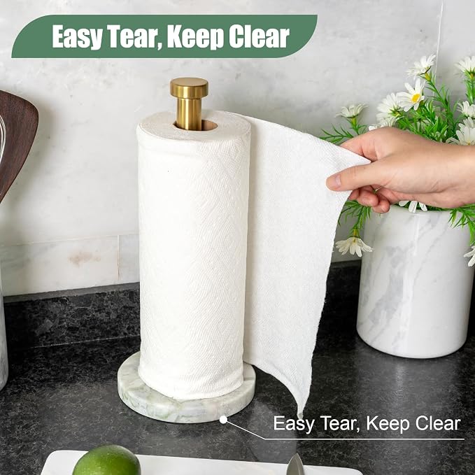 Koville Genuine Marble Paper Towel Holder Countertop, - Image 4