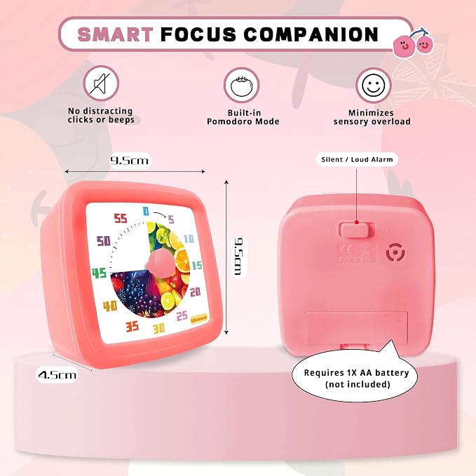 Visual Timer for Kids 60 Minute, Fruit Themed Silent Countdown Clock for Girls - Image 9