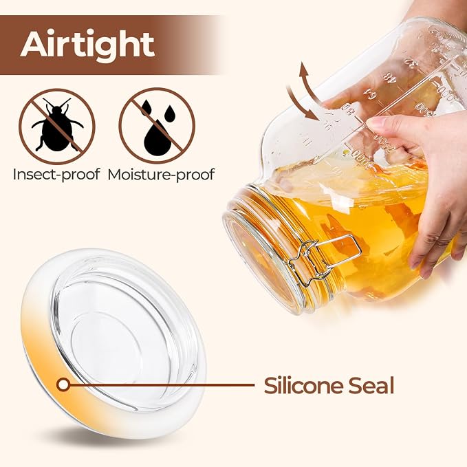 ComSaf 1 Gallon Square Glass Jars - Image 7