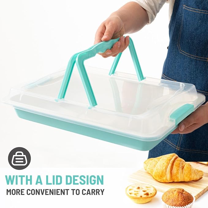 Sheet Cake Pan with Lid, Non-Stick Ceramic Coating Baking Pan, Oven Safe 450°F - Image 2