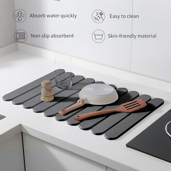 24"×16" Grey Stone Dish Drying Mats - Image 4