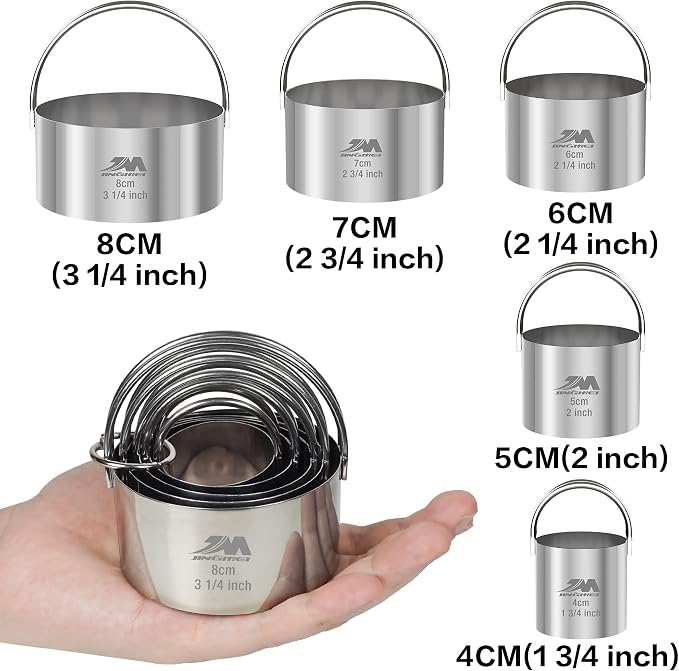 5 Pieces Circle Biscuit Cutter, Professional Stainless Steel Round Cookies Mold - Image 3