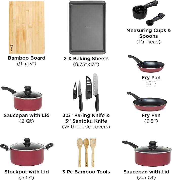 Ecolution Easy Clean Ceramic Nonstick Cookware Set, Dishwasher Safe Kitchen - Image 2