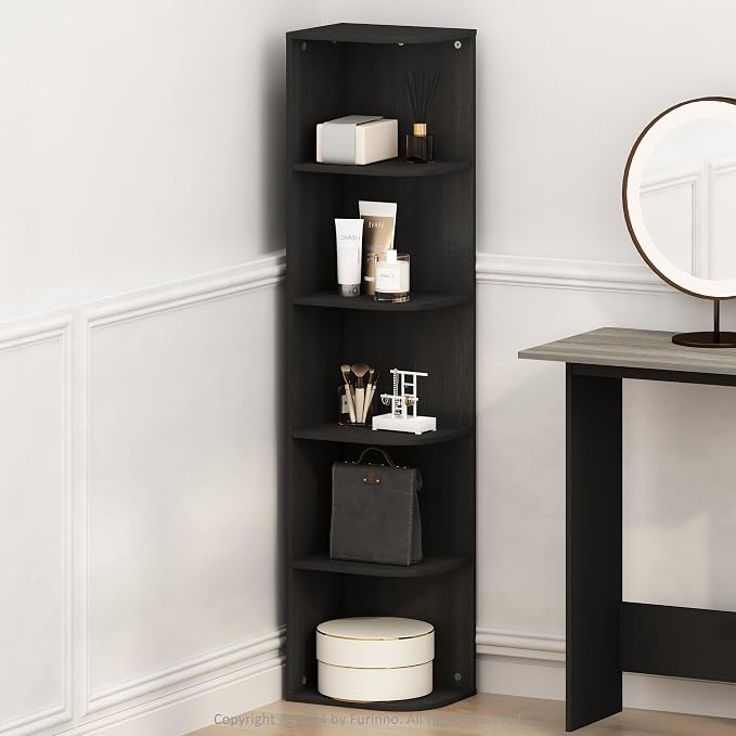 Furinno Reed Corner Shelf, 5-Tier Corner Bookshelf, Book Shelf, Corner Shelves by Furinno-FitsYourSpaceFitsYourBudget