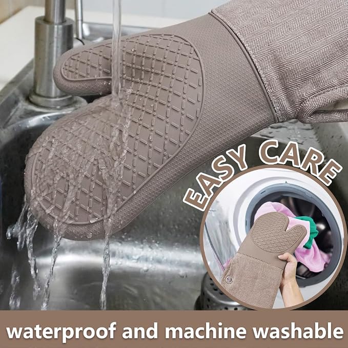 Professional Microwave Silicone Oven Mitts one Pair, Kitchen Mitten Set - Image 8