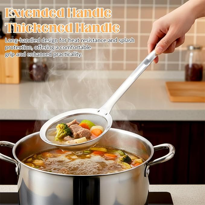 Skimmer Spoon Filter Grease Foam Fine Mesh Stainless Steel Sieve Colander - Image 4