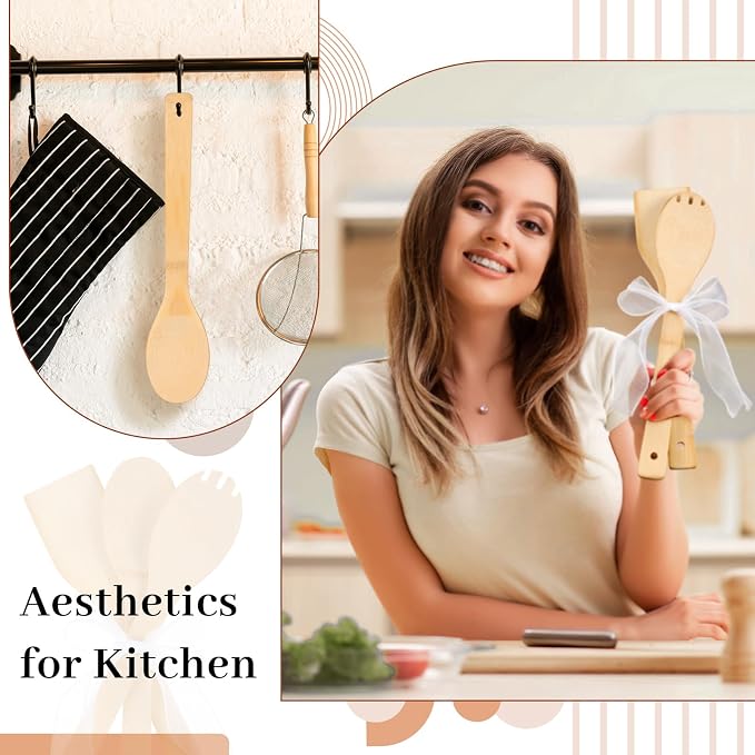 Reallnaive 72 Pcs Bamboo Spatula Wooden Kitchen Utensil Bulk 12''wood Spoon - Image 6