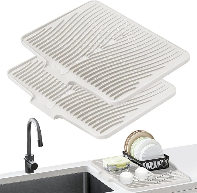 Silicone Dish Drying Mat for Kitchen Counter, Dish Drying Pad, Non-Slip Drain by COPLIB