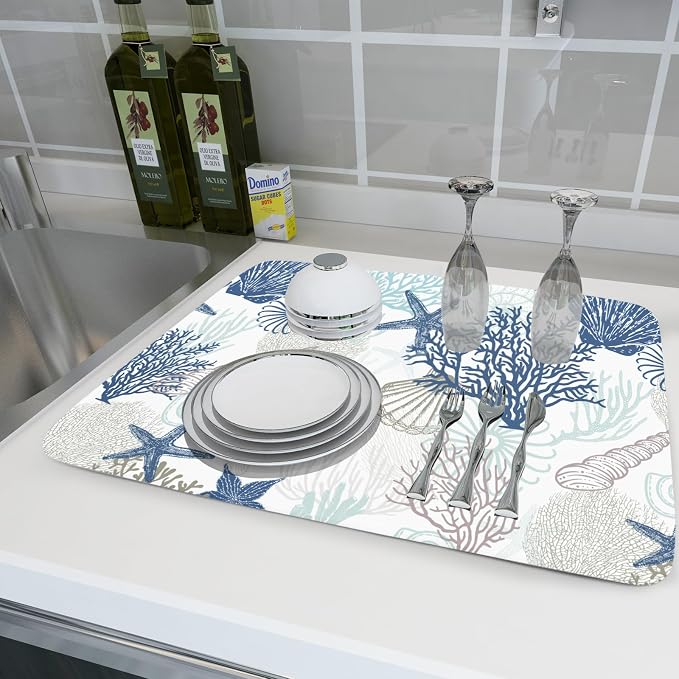 Summer Navy Blue Dish Drying Mat - Image 6