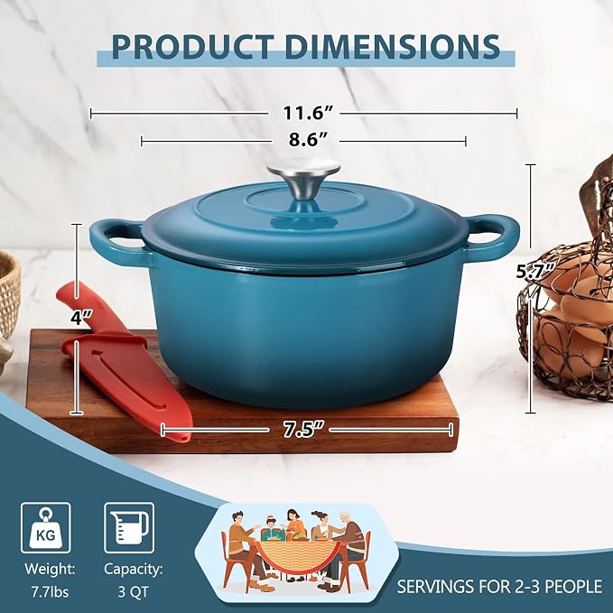 E-far 3 Qt Enameled Cast Iron Dutch Oven - Image 2