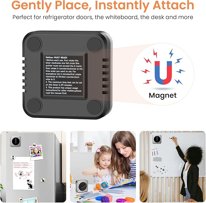 Mechanical Kitchen Timer with Magnet: Wind Up Cooking Timer Clock with Loud - Image 3