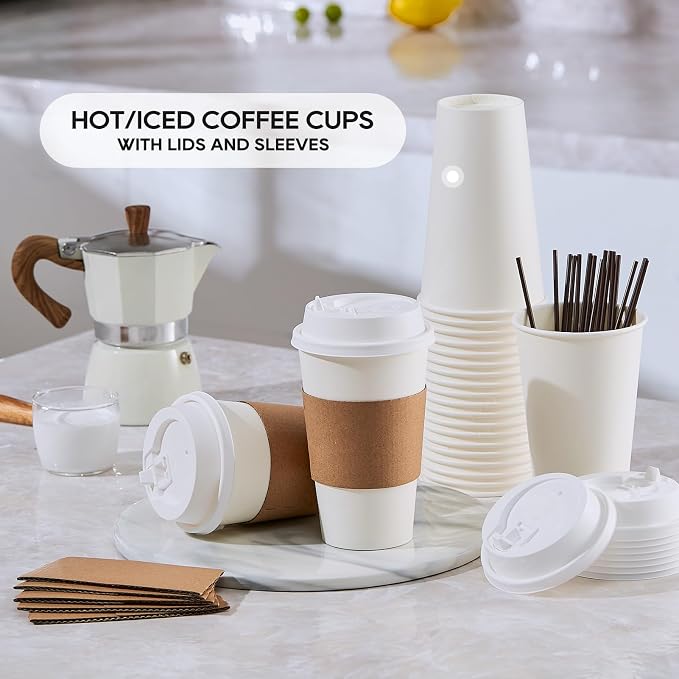 JOLLY PARTY 20 oz Paper Coffee Cups, Disposable Paper Coffee Cup - Image 7