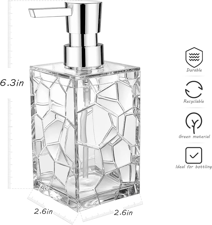 2 Pack Clear Rust Proof Soap Dispenser, Acrylic Plastic Hand Soap Lotion - Image 4