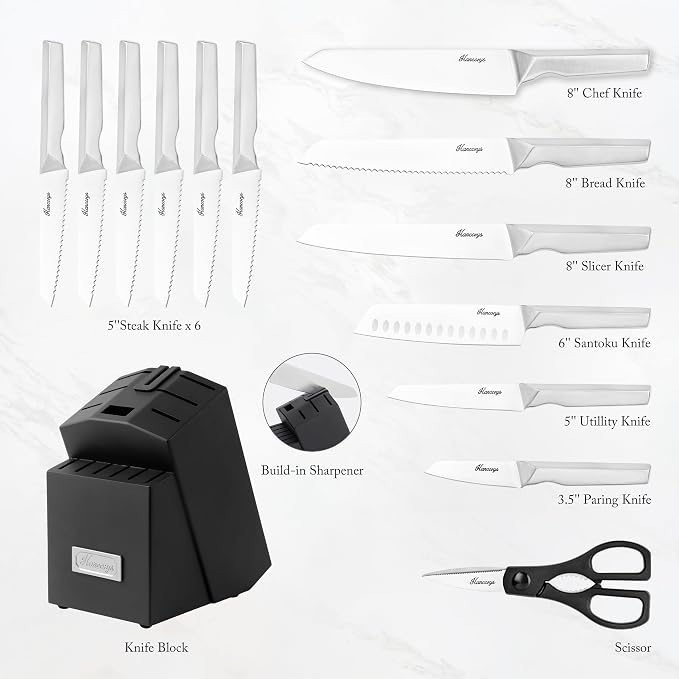 Kitchen Knife Set, Japanese Stainless Steel Knife Block Set - Image 2