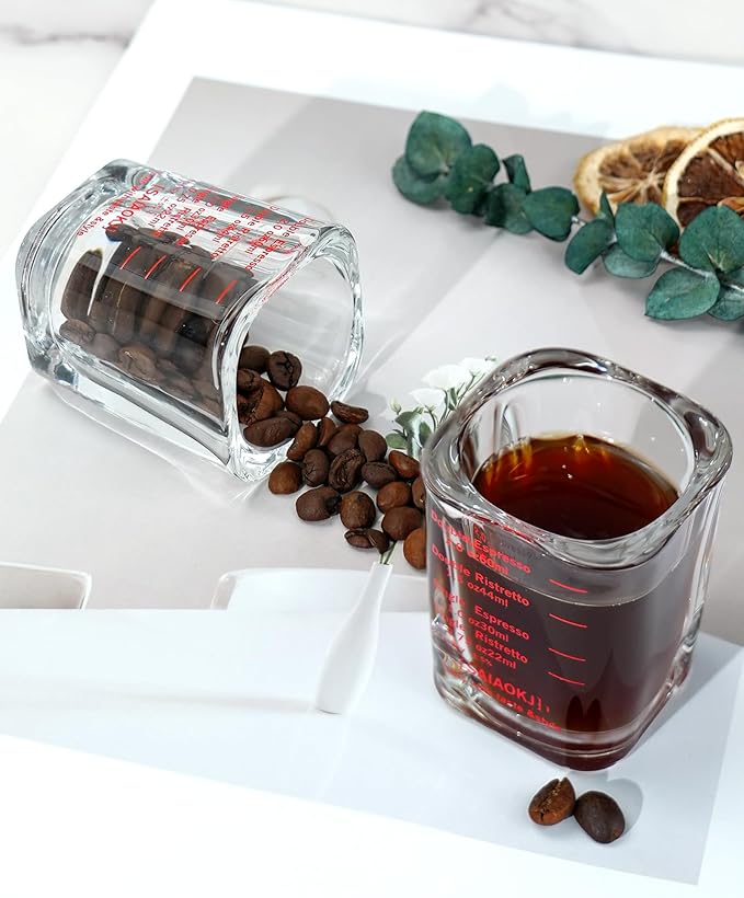 Shot Glasses Measuring Cup Set 2PACK Espresso Shot Glasses Liquid Heavy Glass - Image 6