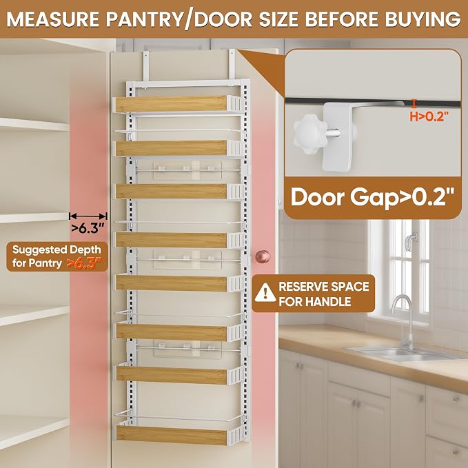POKIPO 8 Tier Over The Door Pantry Organizer, 2 IN 1 Wall Mount or Hanging - Image 3
