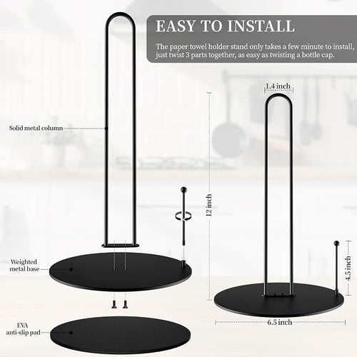 10Pack Paper Towel Holder, Bulk Black Paper Towel Holder Stand Countertop - Image 2