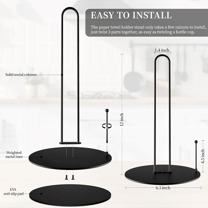 30Pack Paper Towel Holder, Bulk Black Paper Towel Holder Stand Countertop - Image 2