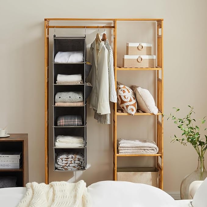 YOUDENOVA Hanging Closet Organizer and Storage, 6-Shelf Closet Hanging Storage - Image 2