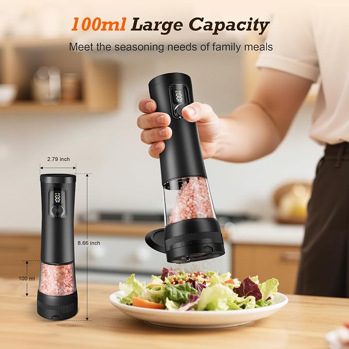 Electric Salt and Pepper Grinder Set, Automatic Refillable Salt and Pepper - Image 8