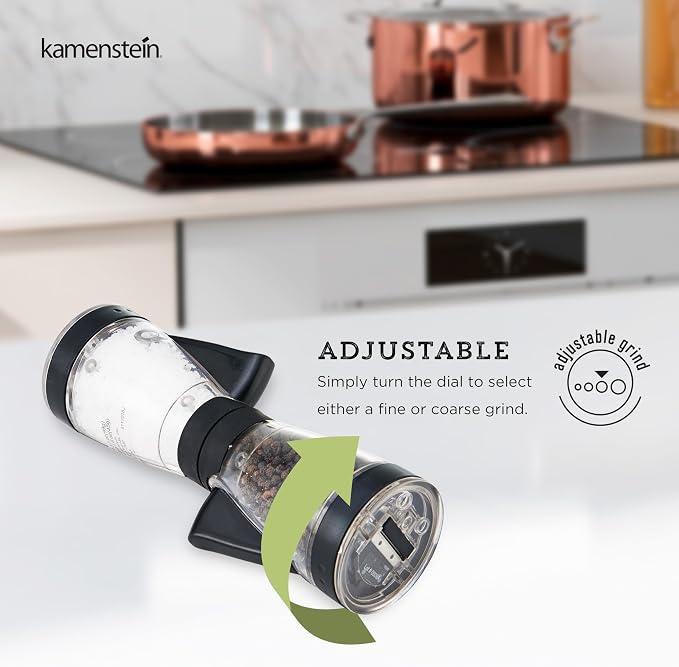 Kamenstein 5117018 One-Handed 2-in-a-1 Dual Salt and Pepper Grinder - Image 4