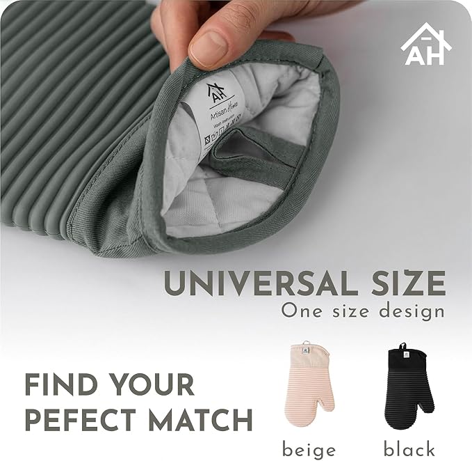 Extra Long Silicone Oven Mitts | Heat Resistant 500°F BPA-Free Food Grade - Image 7