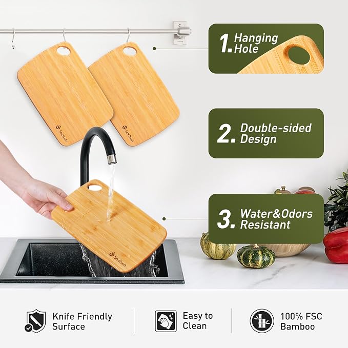2 Pack Small Bamboo Wood Cutting Board - Image 5