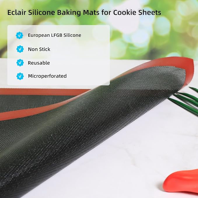 Perforated Silicone Baking Mat for Full Size Sheet Pan, Non-Stick Eclair Baking - Image 3
