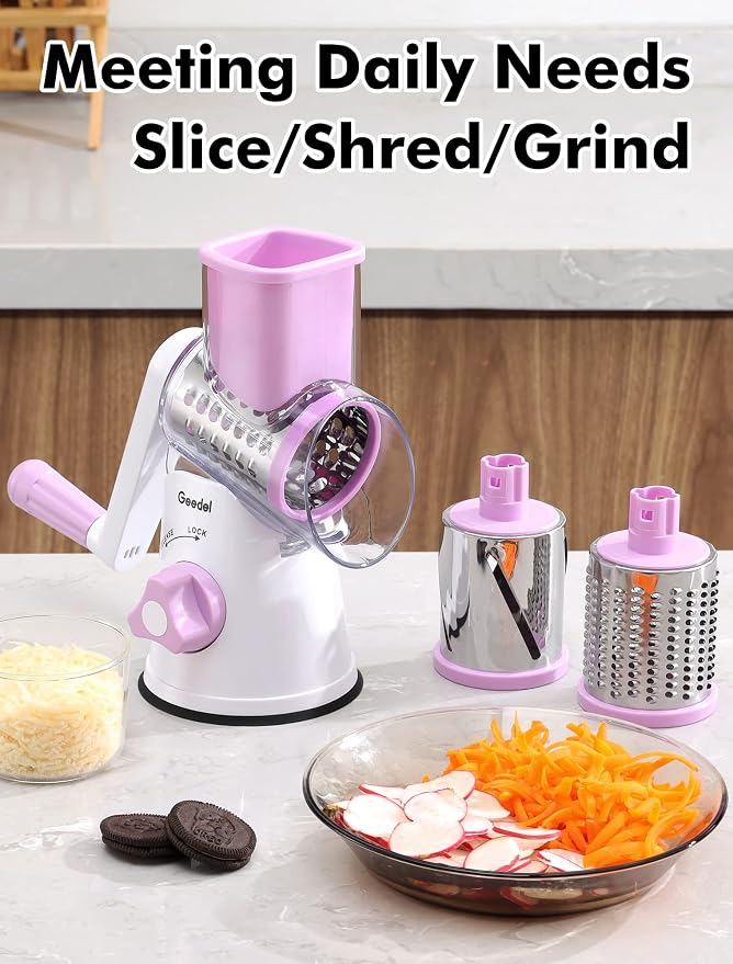 Geedel Rotary Cheese Grater, Kitchen Mandoline Vegetable Slicer - Image 8