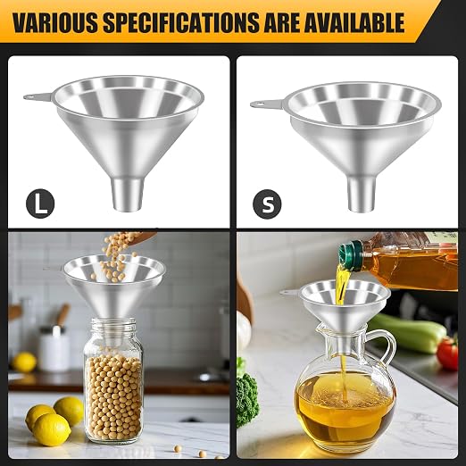 Serinar 3-Piece Stainless Steel Kitchen Funnel Set - Image 4