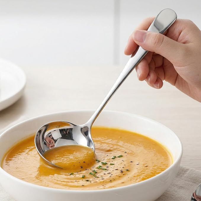 JJUNW 2 Pcs Small Silver 7.9 Inch Gravy Soup Ladle, Stainless Steel Sauce Ladle - Image 5