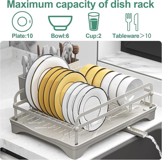 Dish Drying Rack, Dish Racks for Kitchen Counter, Metal Dish Drainer - Image 2