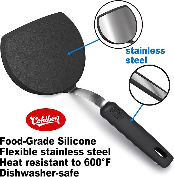 3 Piece Silicone Spatula Turner Set, Spatulas Silicone Heat Resistant Kitchen - Image 2