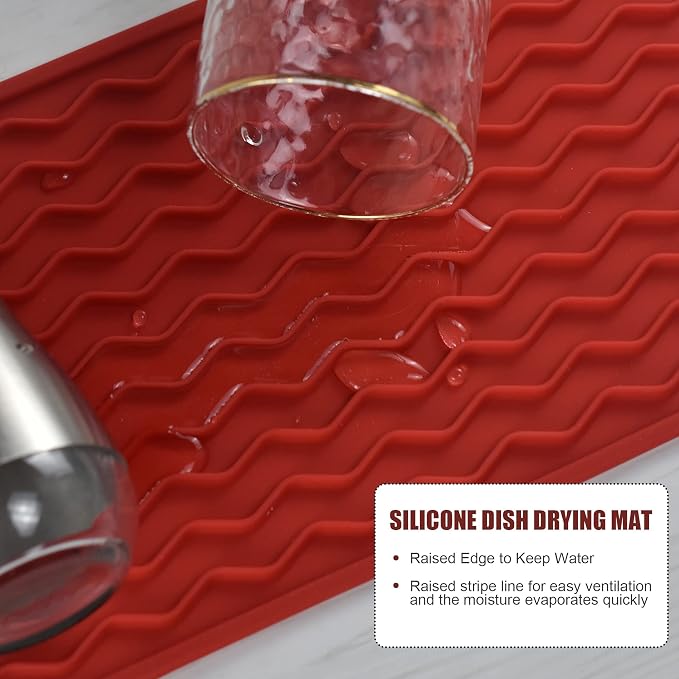 Silicone Dish Drying Mat, Non-Slip Easy Clean Sink Mat Large Heat-resistant - Image 4