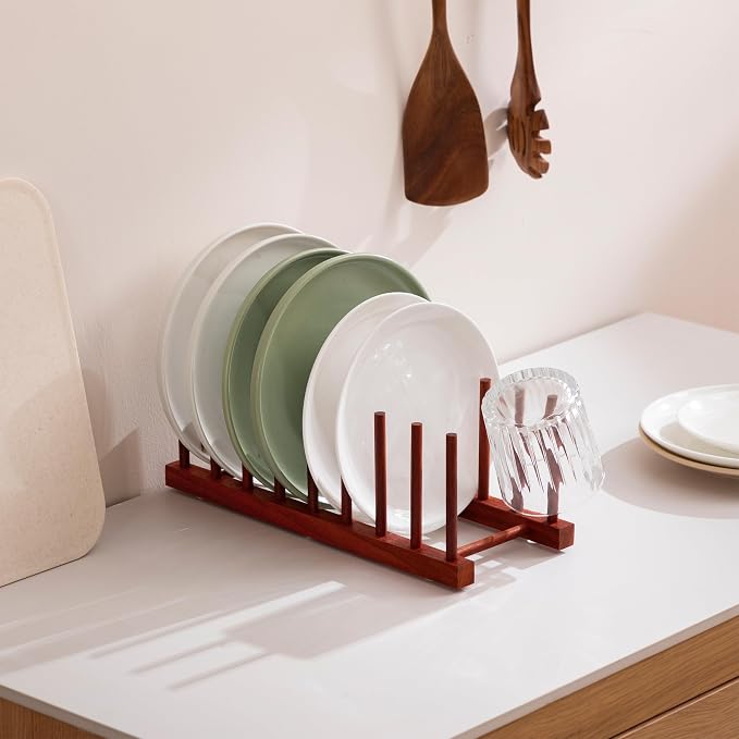 HBlife 4pcs Rosewood Wooden Dish Drying Rack - Image 5