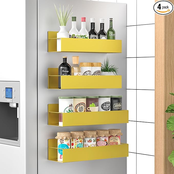 HuggieGems 4 Pack Magnetic Spice Storage Rack Organizer by HuggieGems