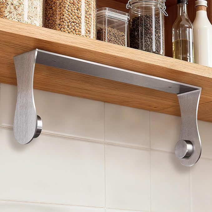 Paper Towel Holder Under Cabinet, Stainless Steel, Adhesive & Wall Mount by Smipam
