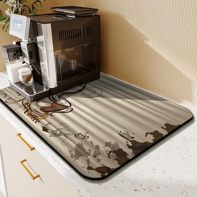 Fun Coffee Mat, Absorbent Hide Stain Anti-Slip Coffee Bar Accessories, Dish - Image 3